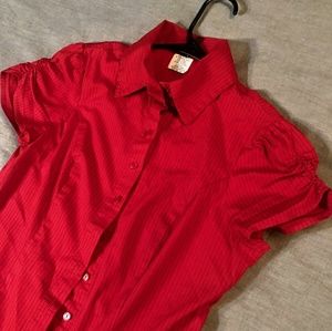 Red & Black Striped Button Up